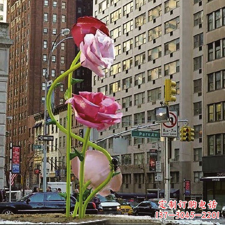 宁波美丽的城市玫瑰雕塑