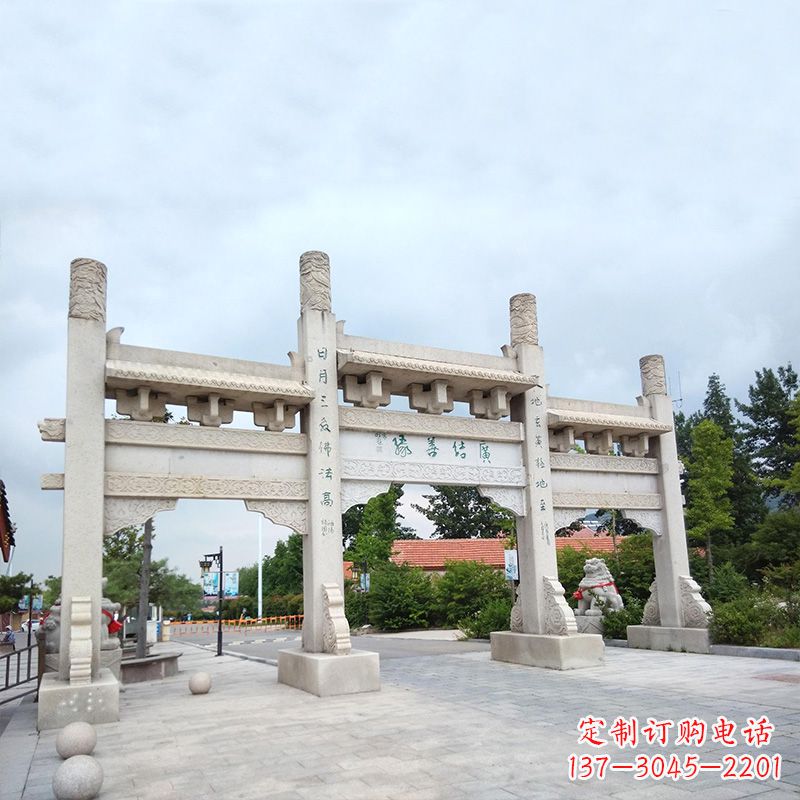 宁波城市街道无楼牌坊石雕