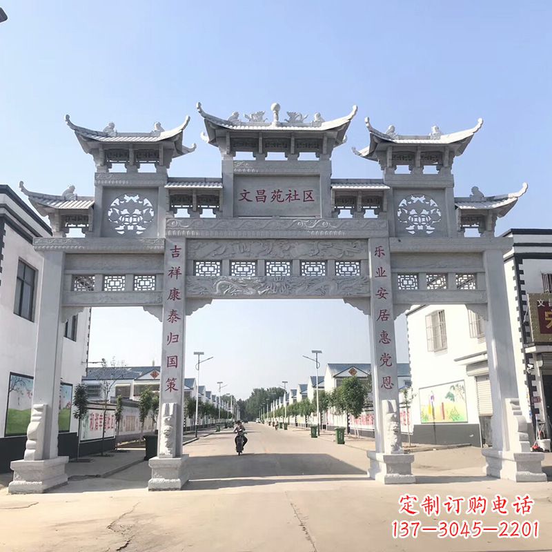 宁波社区四柱雕塑——缅怀老北京的文化精髓