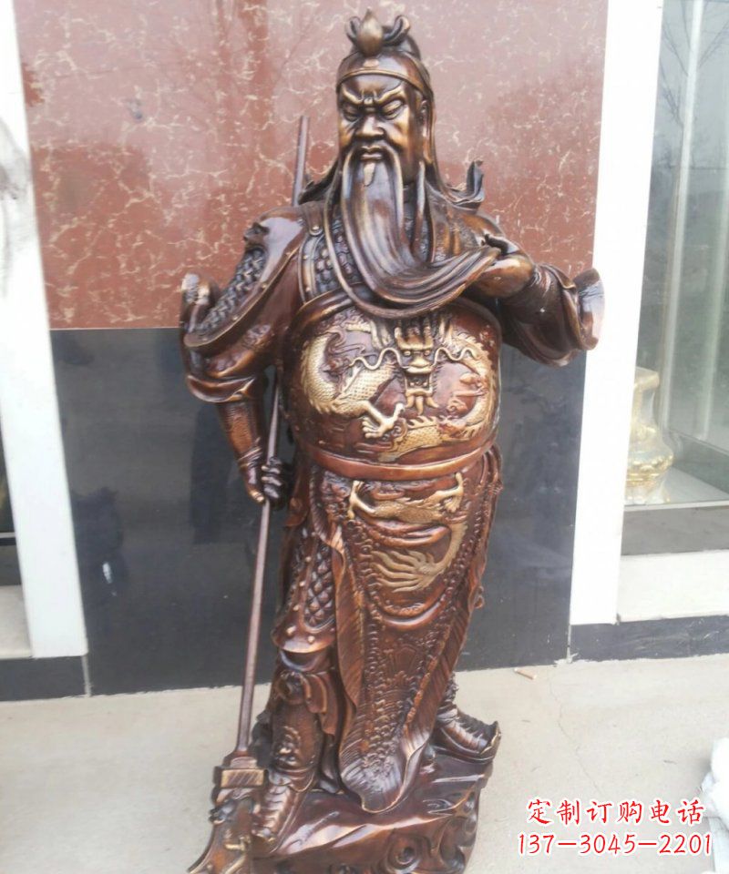 宁波持刀关公古代人物铜雕