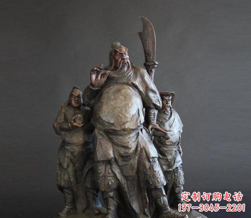宁波持刀关公招财玻璃钢仿铜雕塑 (2)