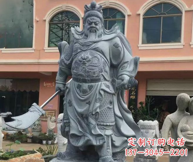 宁波持刀武财神关公石雕 (2)