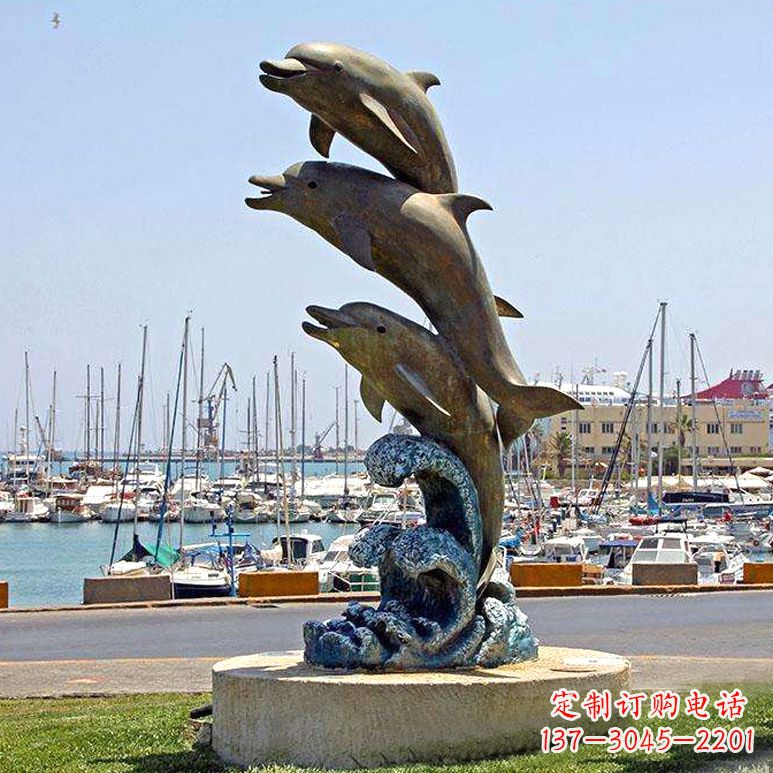 宁波海豚铜雕塑传承海洋文化