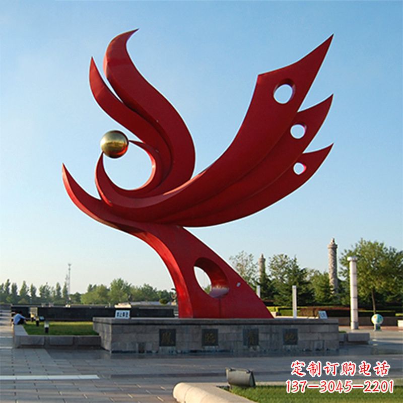 宁波精美凤凰雕塑点缀公园园林景观