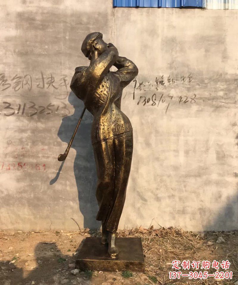宁波抽象打高尔夫球人物铜雕 (2)