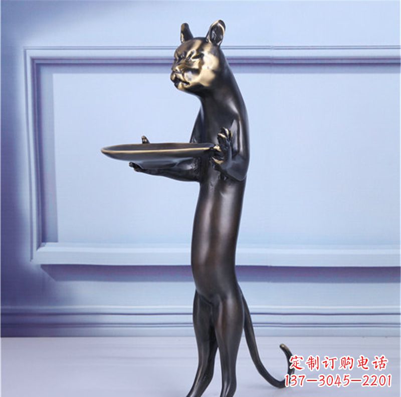 宁波抽象动物猫铜雕