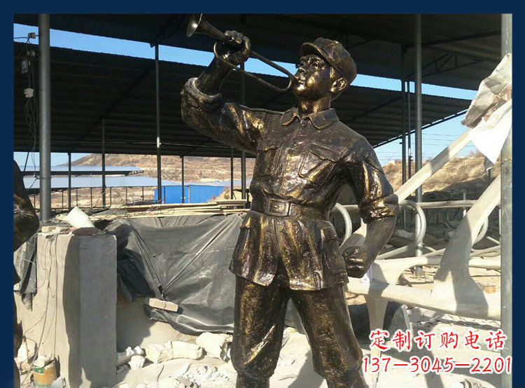 宁波冲锋号雕塑永远记住八路军
