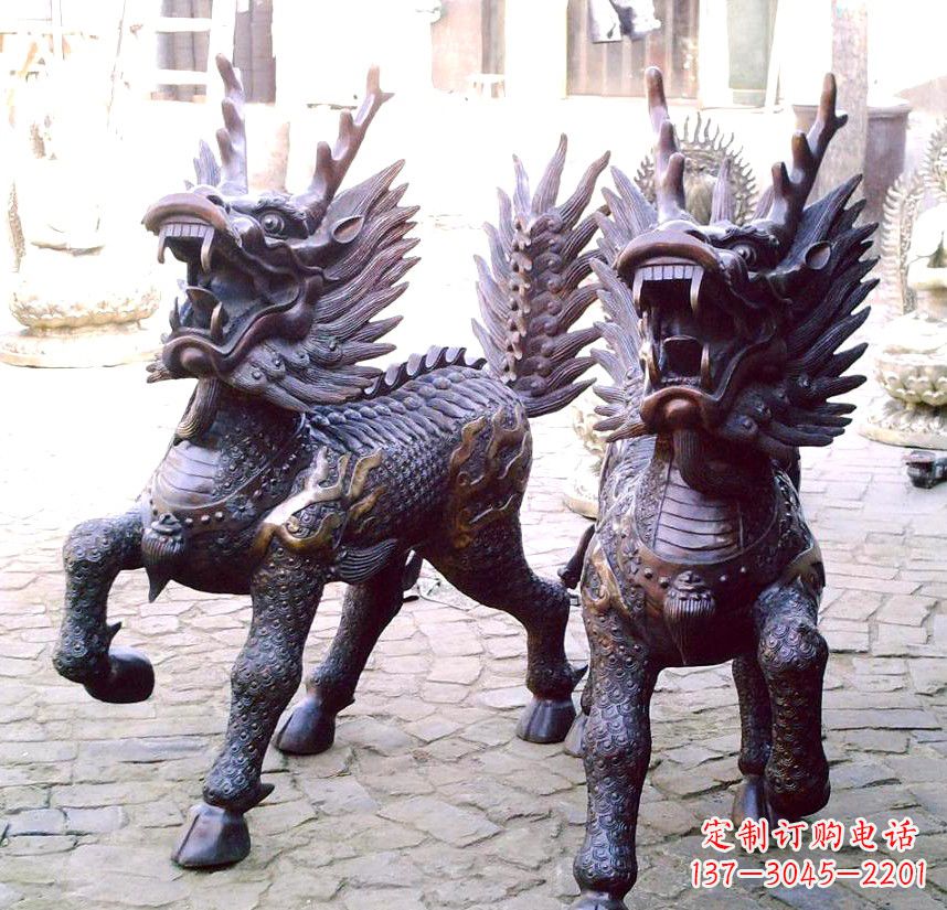 宁波纯铜麒麟铜雕