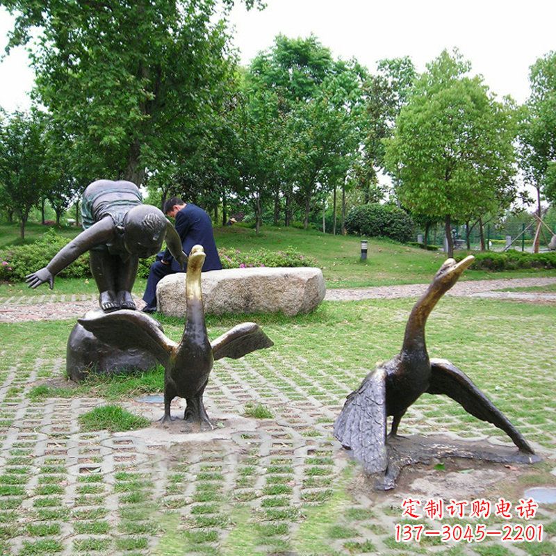 宁波纯铜天鹅情景雕塑