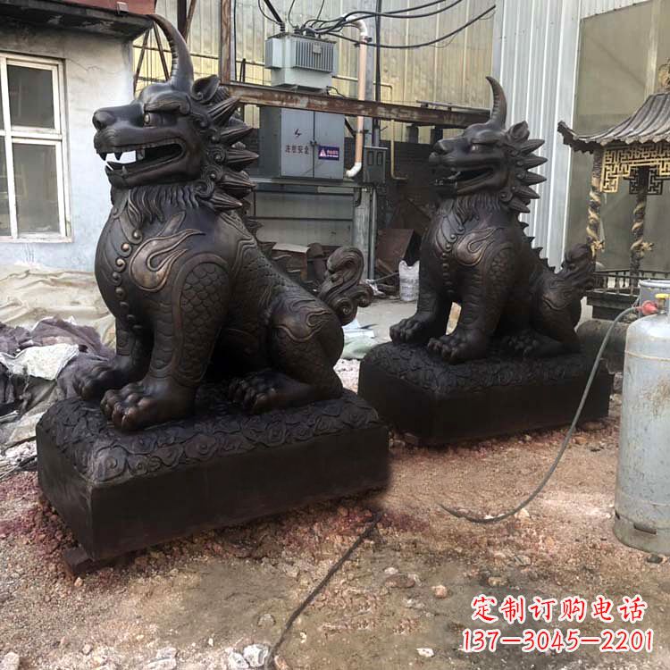 宁波精美纯铜獬豸雕塑中国古代神兽雕刻之美