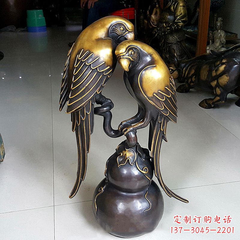 宁波铸造纯铜鹦鹉雕塑