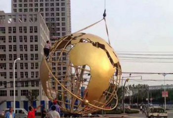 宁波城市之美不锈钢镂空地球仪雕塑