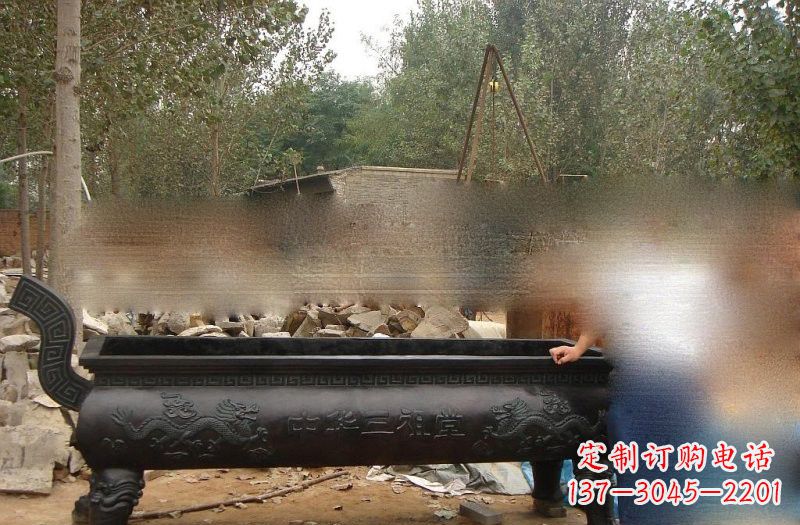 宁波祠堂方形香炉铜雕