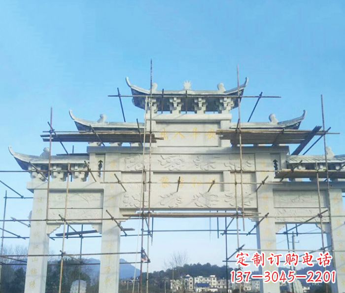 宁波大理石三门牌坊雕塑