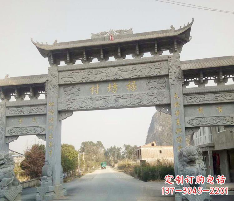 宁波村庄石牌坊石雕