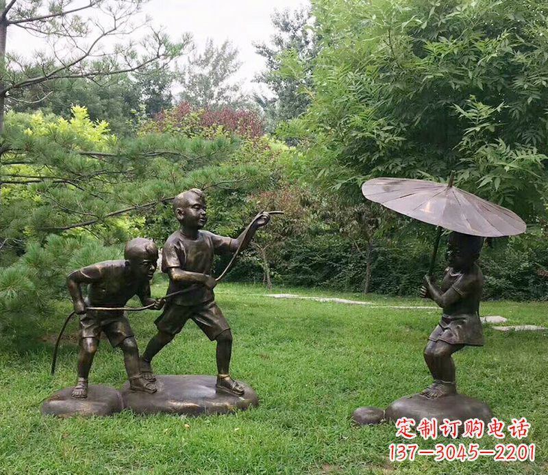 宁波纪念儿童的美好时光——铜雕塑