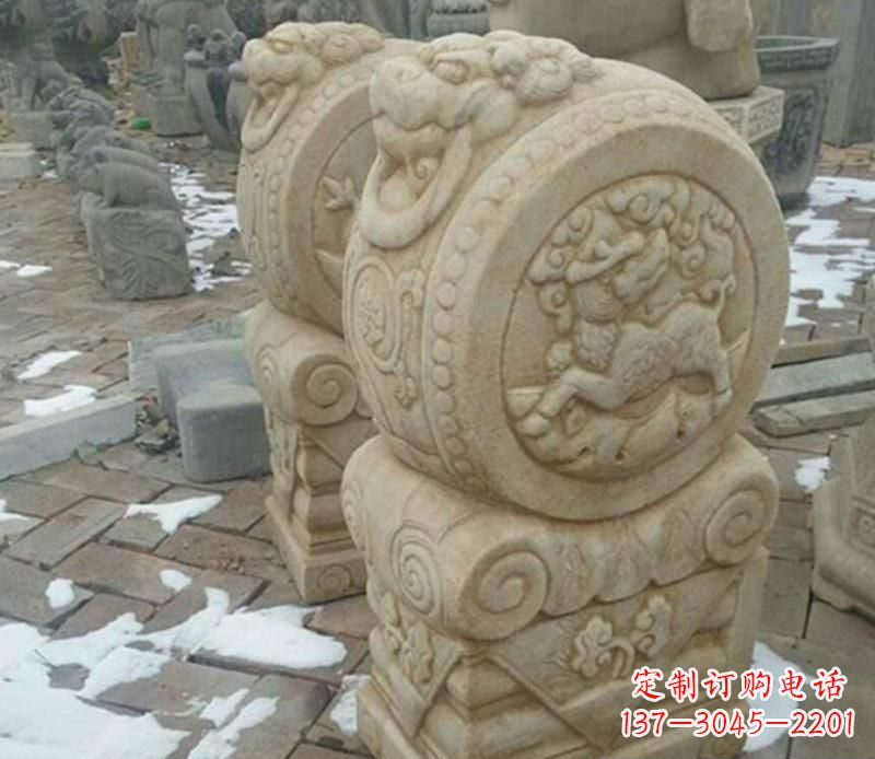 宁波大理石抱鼓公园门墩雕塑——精美雕刻展现灵动之美