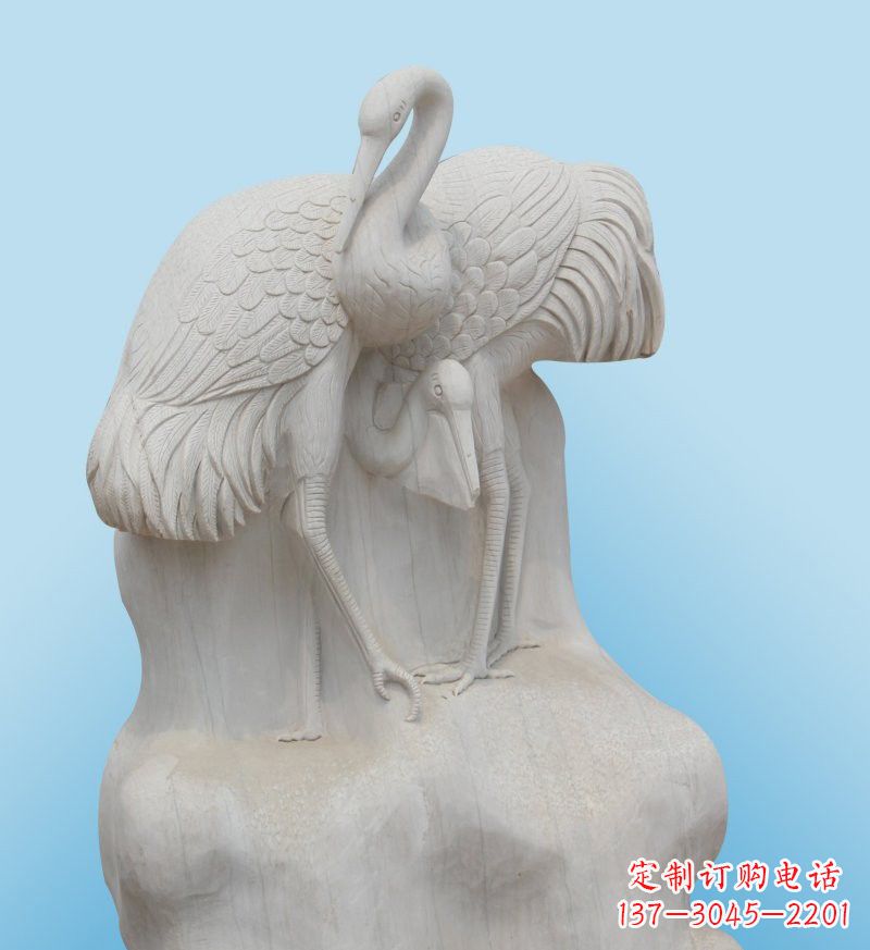 宁波大理石制作的丹顶鹤雕塑