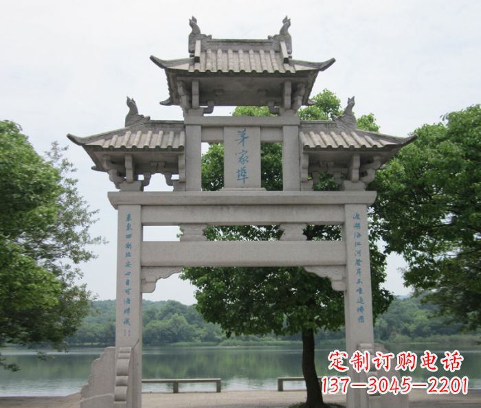 宁波大理石单门牌楼雕塑精美的艺术瑰宝