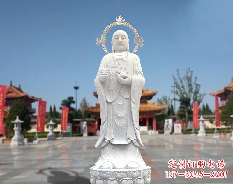 宁波大理石地藏菩萨雕塑象征佛法的传承