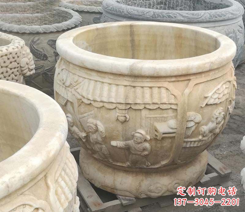 宁波雕刻精美的大理石儿童水缸