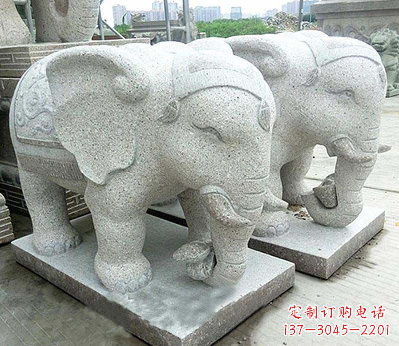 宁波大理石制作的精美招财大象雕塑