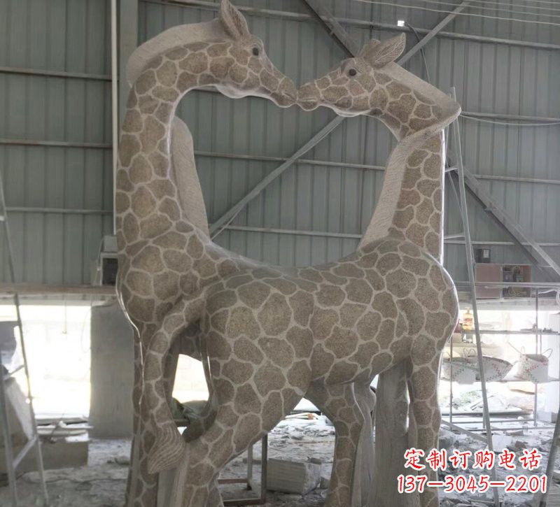 宁波大理石艺术精美长颈鹿雕塑