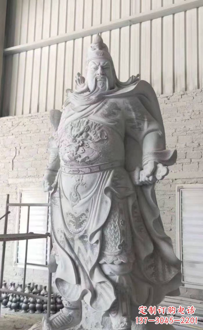 宁波大理石关公雕塑，精美绝伦