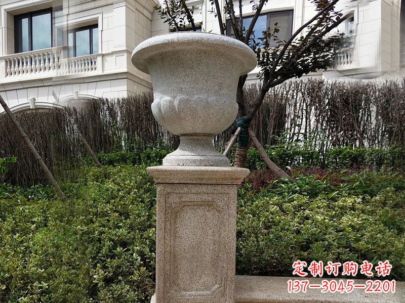 宁波大理石花钵小区花盆石雕艺术品