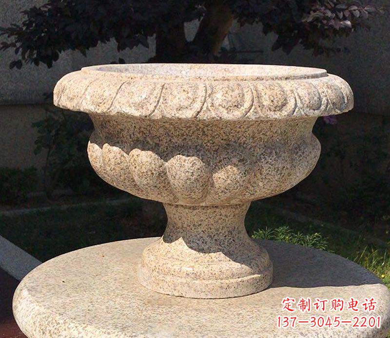 宁波大理石花钵公园花盆石雕