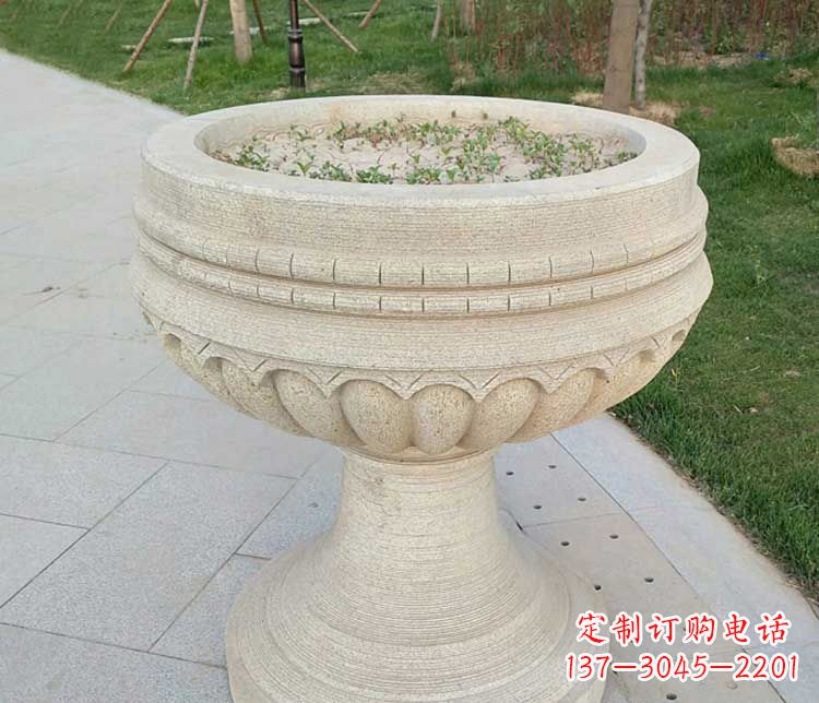 宁波大理石花盆石雕