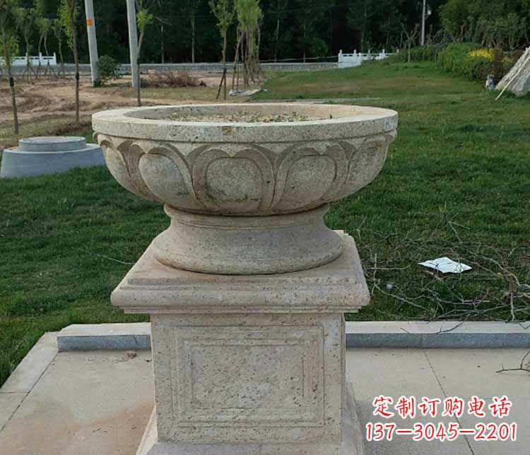 宁波大理石花盆石雕