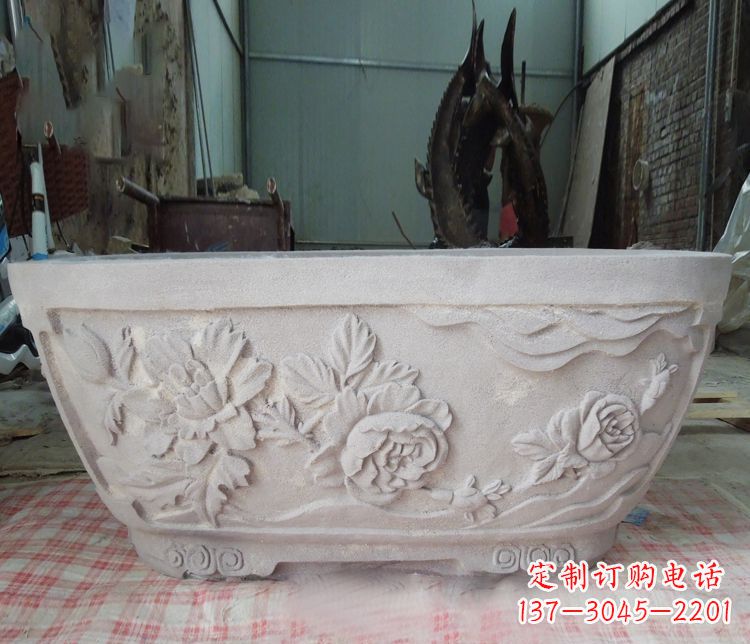 宁波大理石景观花盆雕塑