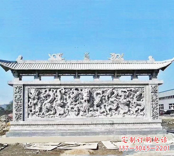 宁波精美大理石九龙壁雕塑
