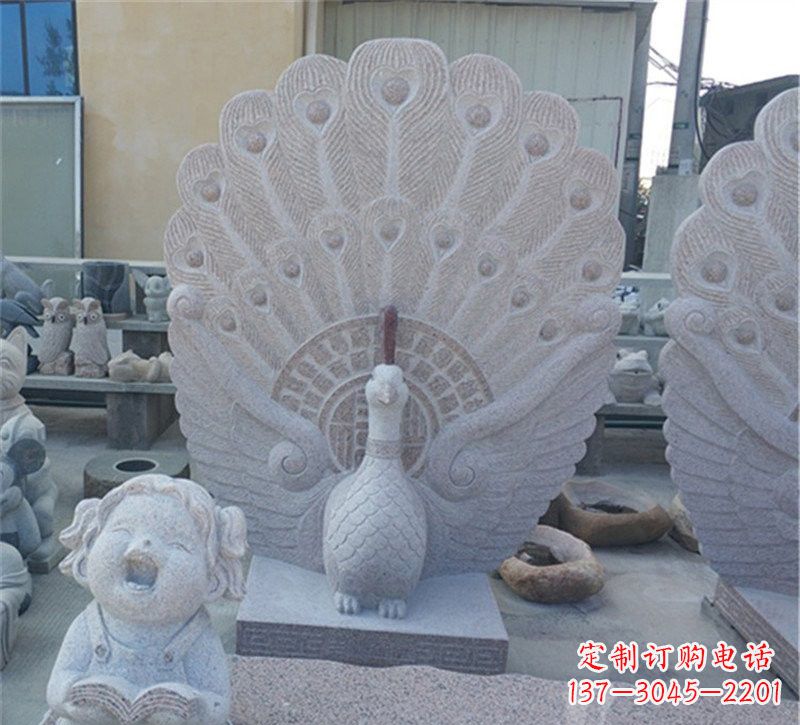 宁波大理石孔雀开屏石雕