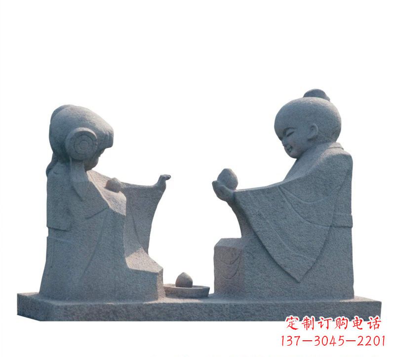 宁波传统风情——大理石孔融让梨雕塑