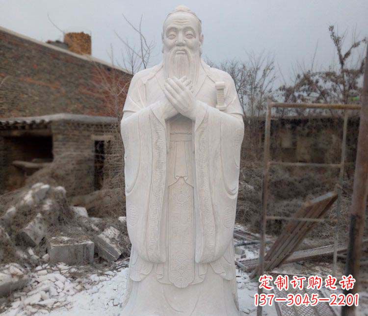 宁波大理石孔子行教像古代名人石雕
