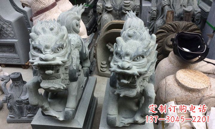 宁波大理石立式麒麟门口镇宅石雕