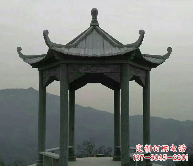 宁波考究工艺,奢华大理石六角凉亭雕塑