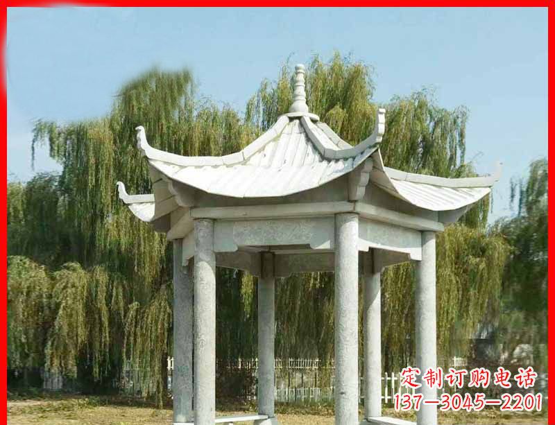 宁波大理石六角凉亭公园石雕 (3)