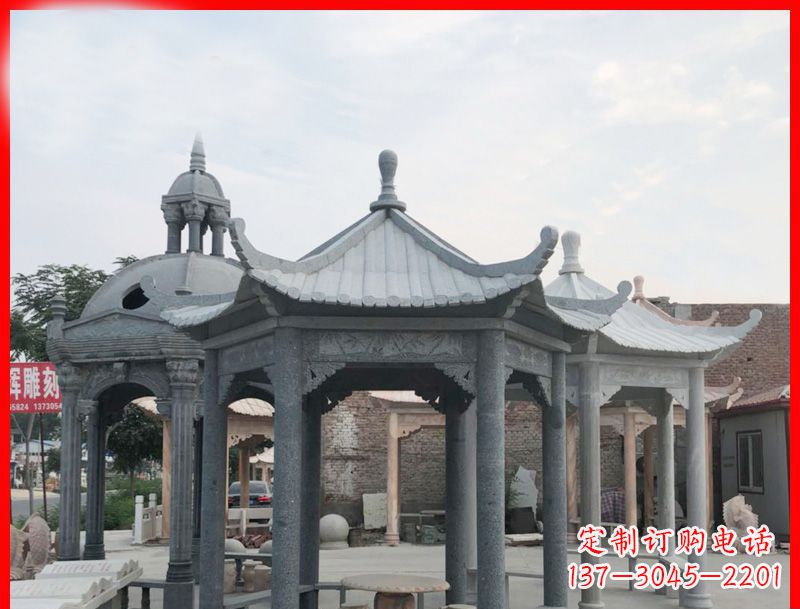 宁波大理石六角凉亭公园石雕 (5)