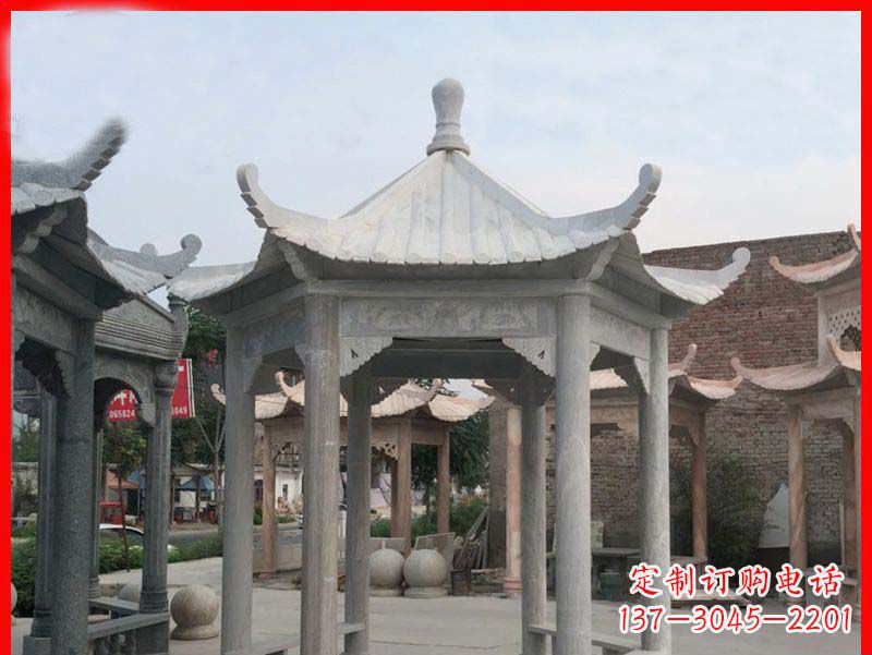 宁波大理石六角凉亭公园石雕