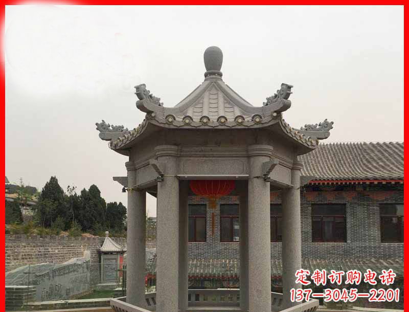 宁波大理石六角凉亭公园石雕 (4)