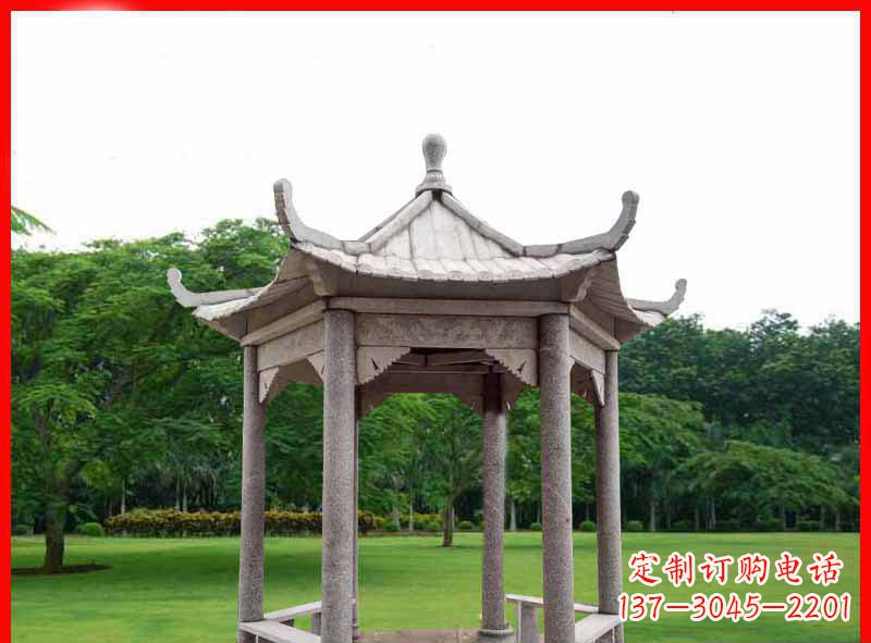 宁波大理石六角凉亭园林景观石雕