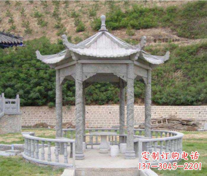 宁波大理石六角石雕凉亭 (2)