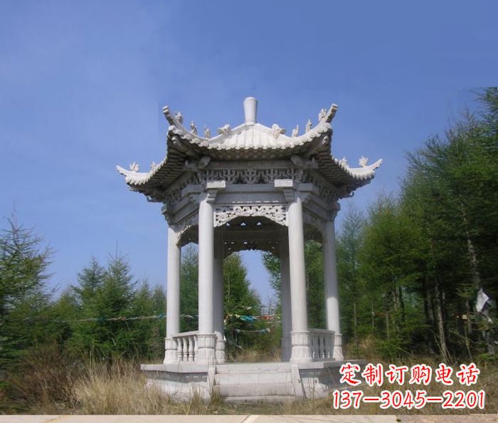 宁波大理石六角石雕凉亭 (3)