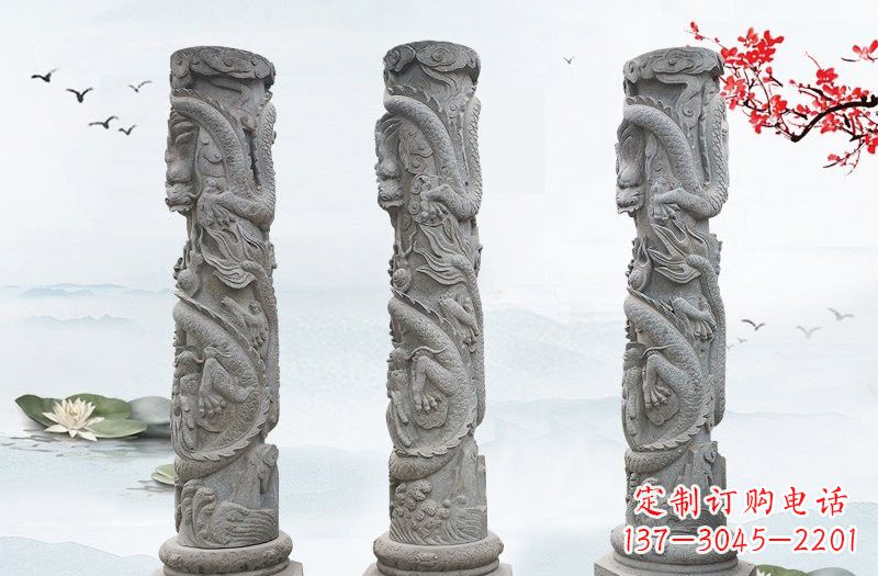 宁波精美大理石龙柱雕塑