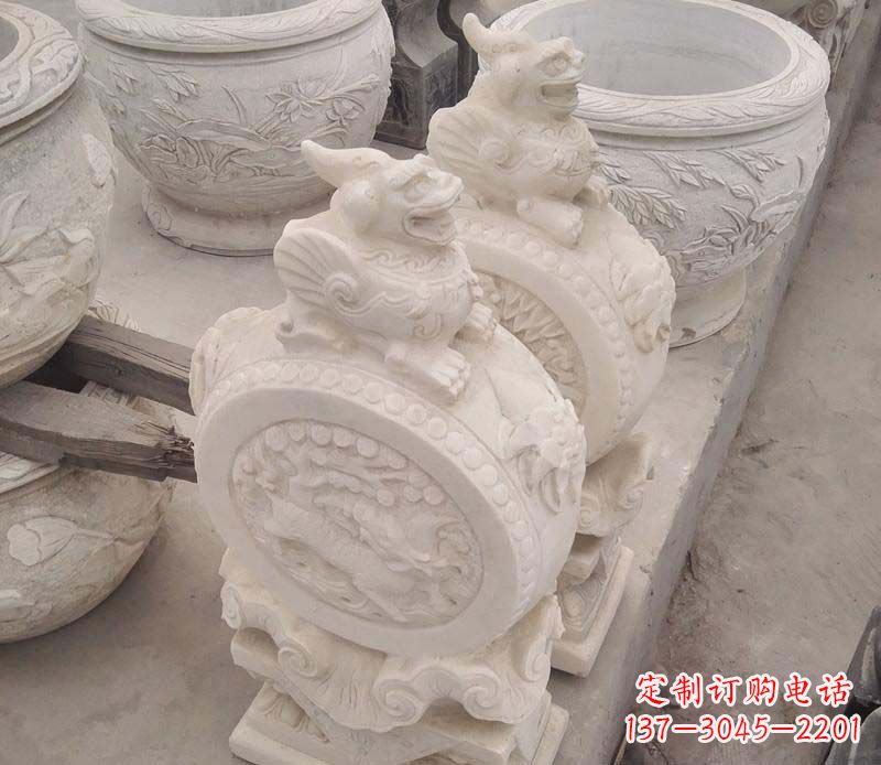 宁波大理石貔貅抱鼓石雕塑