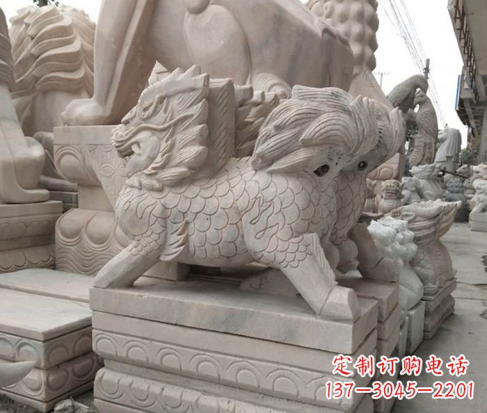 宁波大理石麒麟古代神兽石雕_2