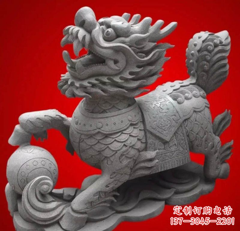 宁波大理石企业小区门口麒麟雕塑